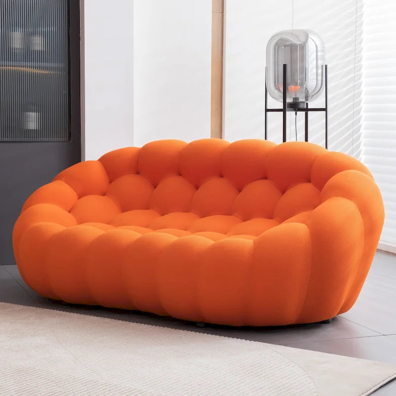 Canapé paresseux courbé 2 places Bubble de forme nid d'abeille en tissu textile 3D pour salon et appartement