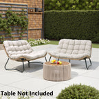 Fauteuil Double Papasan avec Coussin, en Rotin PE Résistant aux Intempéries et Cadre en Métal pour Intérieur et Extérieur
