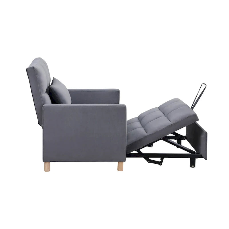 Chaise longue convertible 3-en-1 en lit, noir