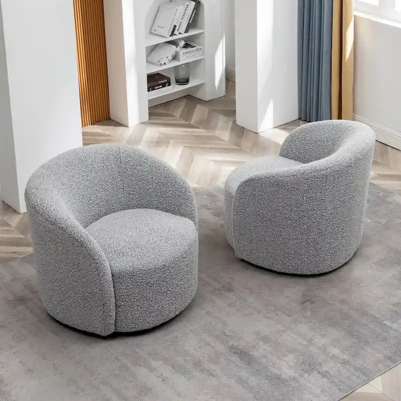 KINWELL Fauteuil d'appoint pivotant rembourré en forme de tonneau, de 86 cm de large (Lot de 2)