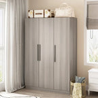 Armoire Penderie en Bois avec 6 Cubes de Rangement et Tringle Suspendue