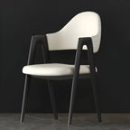 Chaise de salle à manger en cuir moderne avec dossier incurvé et ouvert