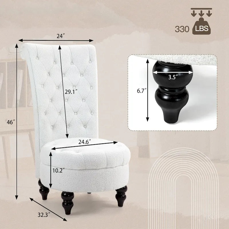 AVAWING Lot de 2 Chaises royales à dossier haut, rembourrage épais et pieds en bois d'hévéa
