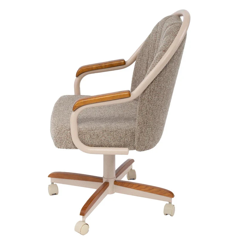 Chaise à roulettes pivotante et inclinable avec coussin pour repas décontractés