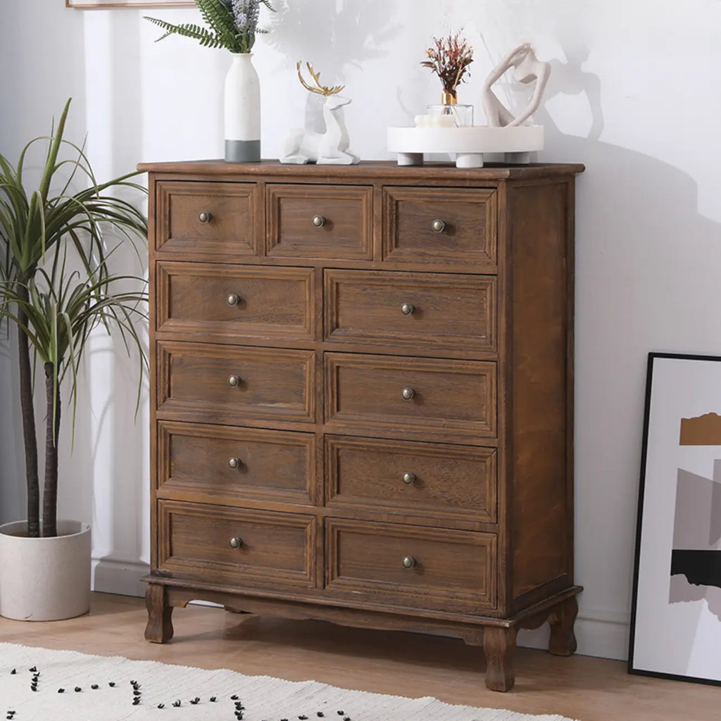 Meuble d'appoint rustique en bois marron pour le rangement du salon