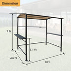 Abri barbecue/pergola de gril à structure en acier de 1,5 m x 2,4 m pour l'extérieur