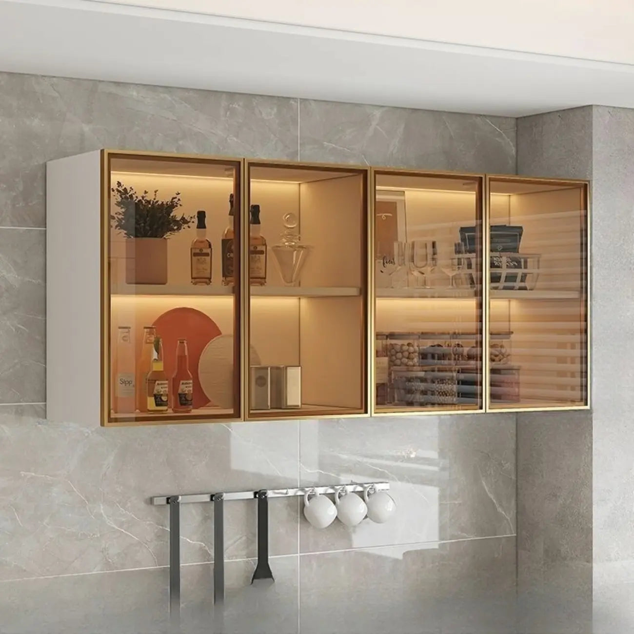 Buffet de cuisine mural gris en bois avec rangement