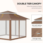 Outsunny Tonnelle Pop Up 3,6 x 3,6 m, Tente Pliante Instantanée avec Murs Latéraux en Maille Filet, Hauteur Réglable sur 3 Niveaux