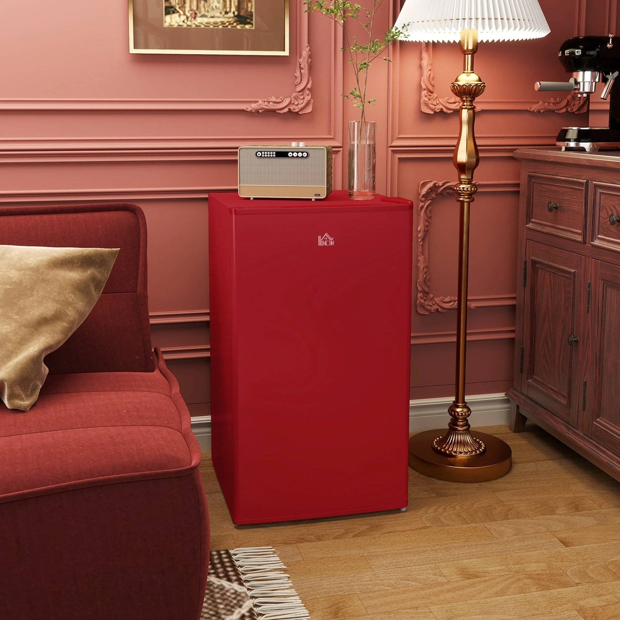 HOMCOM Mini-réfrigérateur avec congélateur 90 L, réfrigérateur compact à porte unique avec thermostat réglable pour chambre à coucher