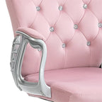 Chaise de bureau à domicile en velours réglable en hauteur avec accoudoirs rembourrés et roulettes - N/A