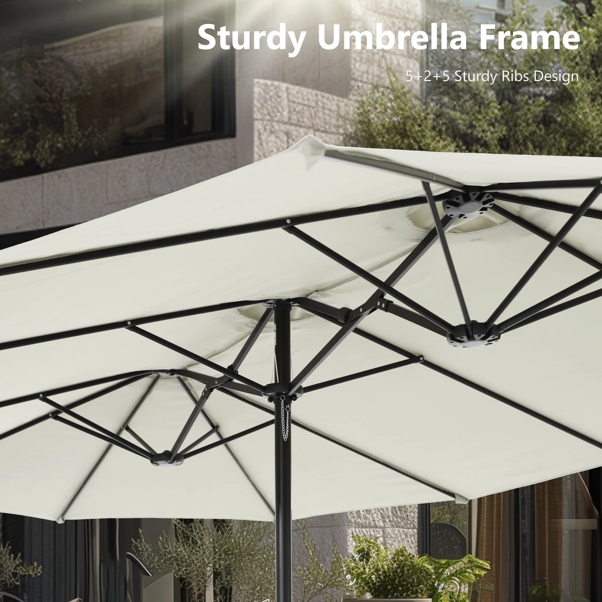 MAISON ARTS Parasol double de 4,5 m pour terrasse, grande taille, avec pied inclus