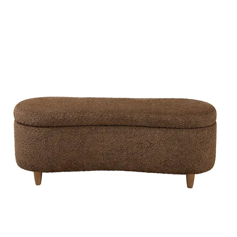 Banc de rangement rabattable en tissu bouclé taupe INK+IVY Bailey