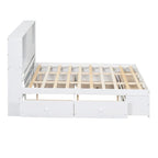 Lit plate-forme King Size avec tête de lit de rangement et 8 tiroirs