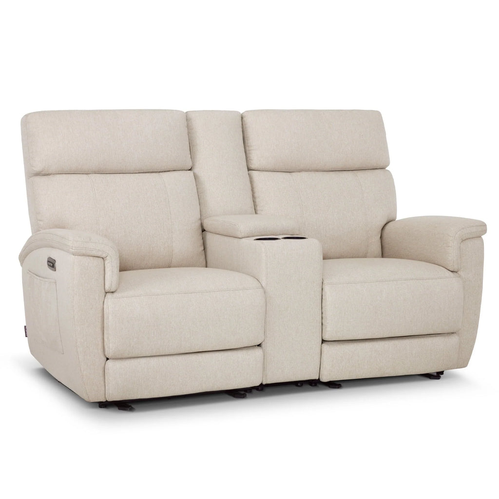 Canapé inclinable électrique biplace MCombo 60.2 avec massage et double chauffage, appuie-tête réglable, ports USB et USB-C, en tissu