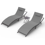 Kullavik – Ensemble de 3 chaises longues d'extérieur