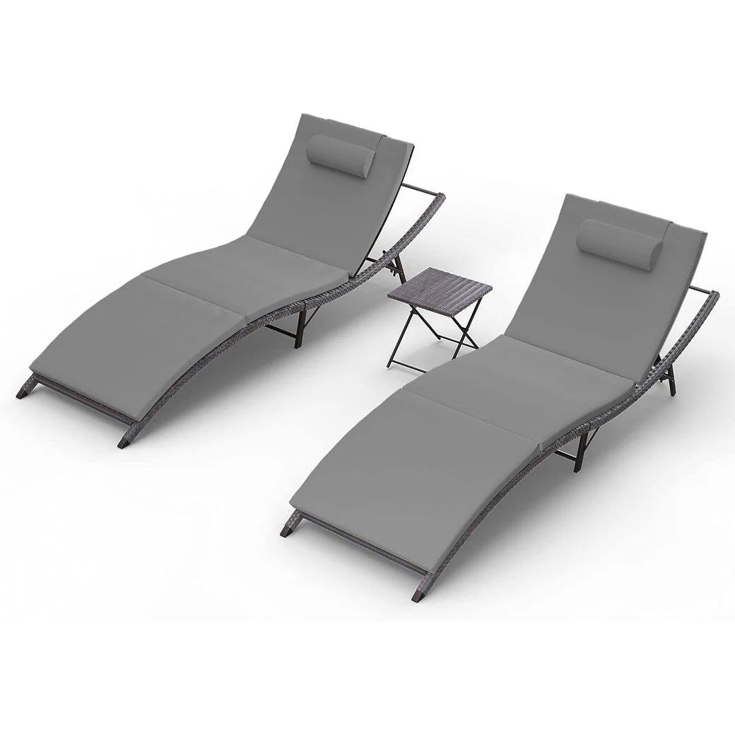 Kullavik – Ensemble de 3 chaises longues d'extérieur