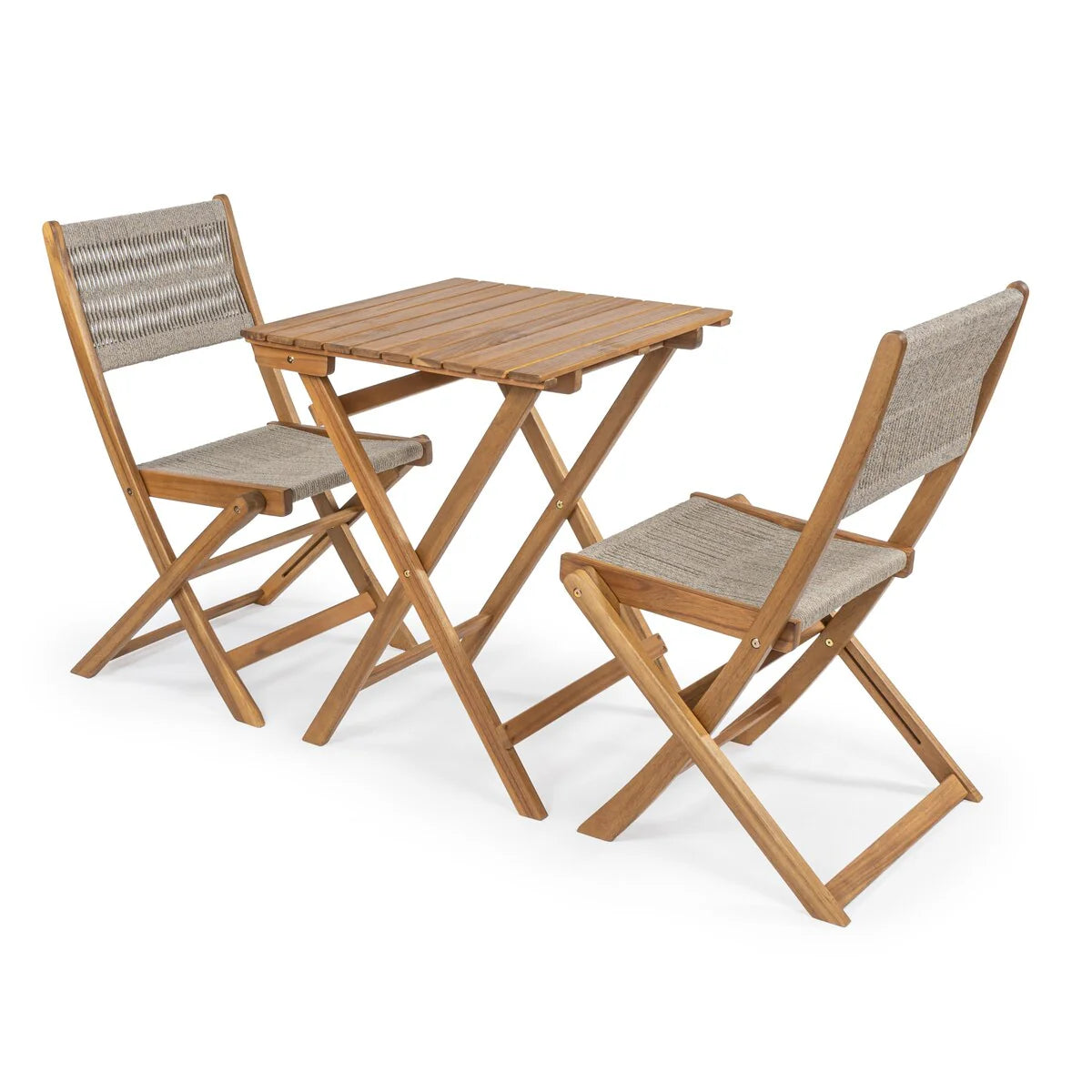 Ensemble de bistro d'extérieur pliant 3 pièces Cadiz Modern Coastal en bois d'acacia, par JONATHAN Y