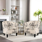Fauteuil crapaud classique avec revêtement en tissu doux en polyester, repose-pieds inclus