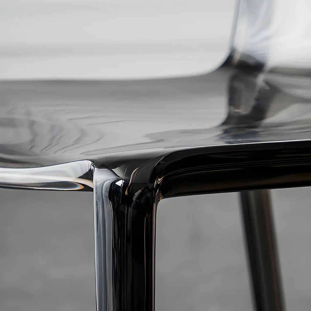 Chaise de salle à manger en acrylique ambré sans accoudoirs à dossier bas