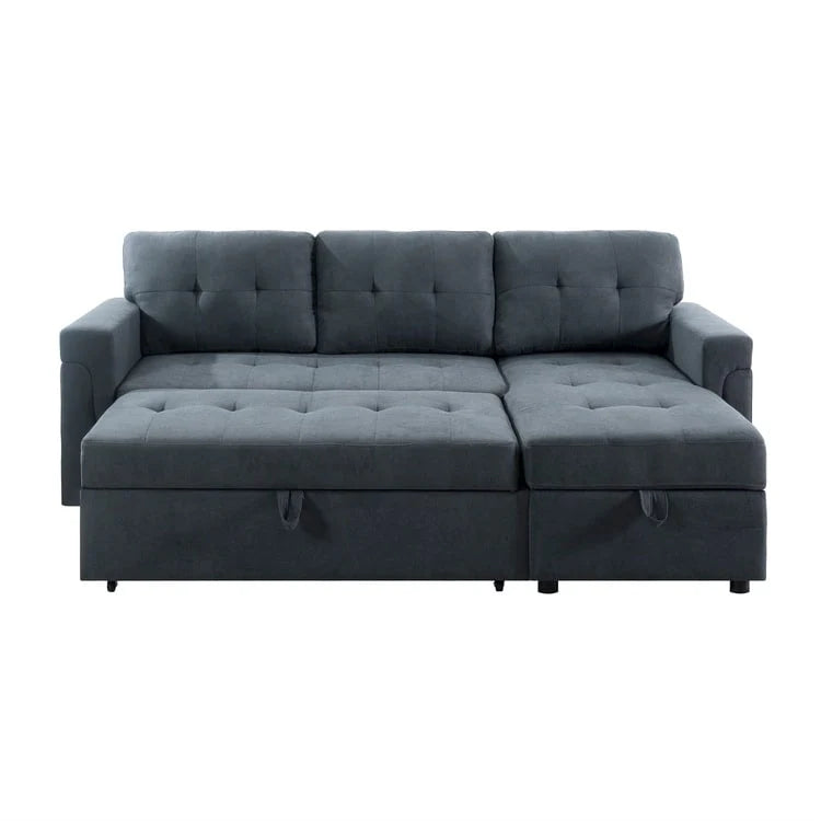 Canapé d'angle réversible convertible avec lit gigogne, méridienne avec rangement dissimulé et pieds durables