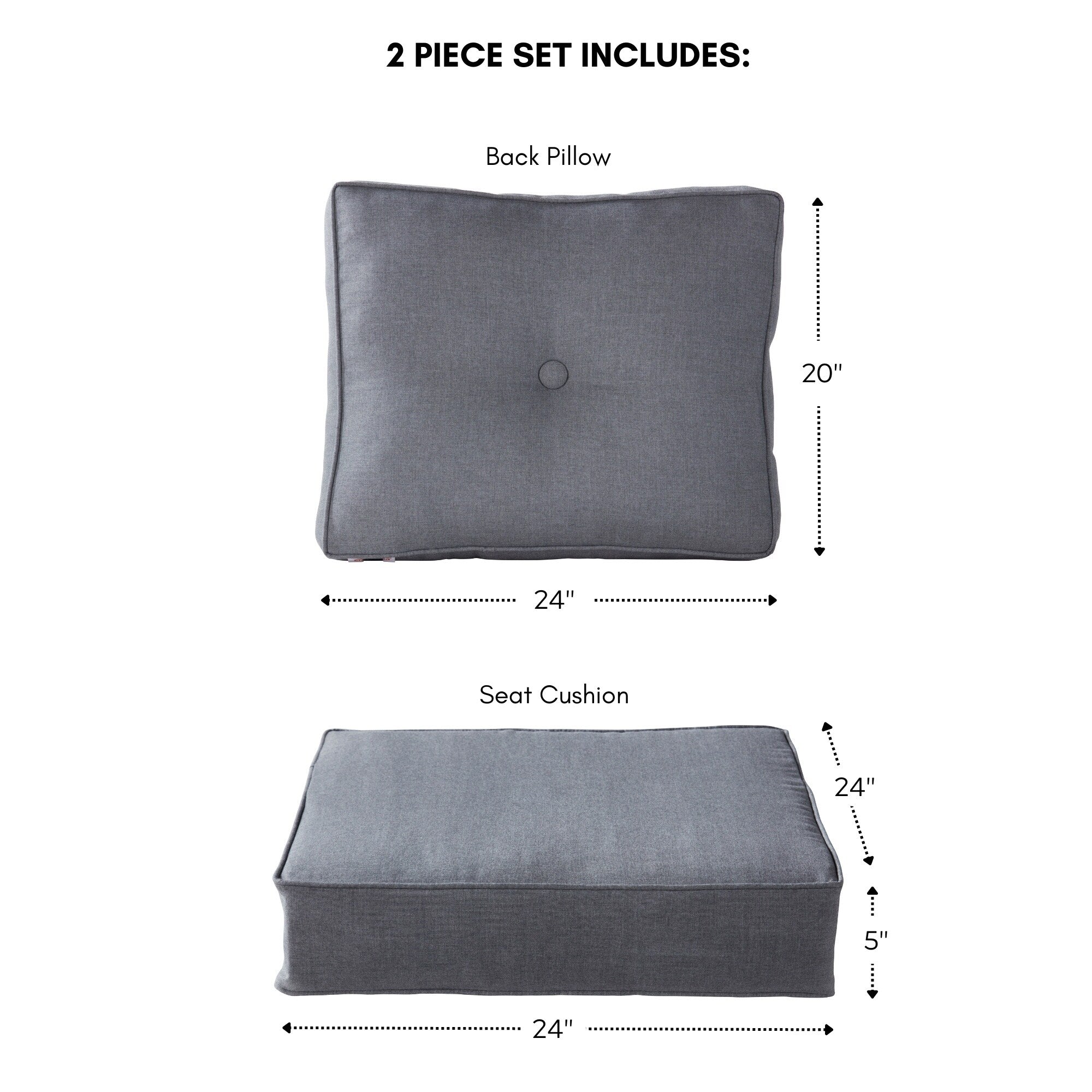 Ensemble de 2 coussins d'extérieur Sunbrella haut de gamme à assise profonde