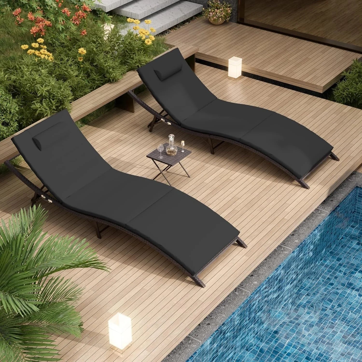 Kullavik – Ensemble de 3 chaises longues d'extérieur