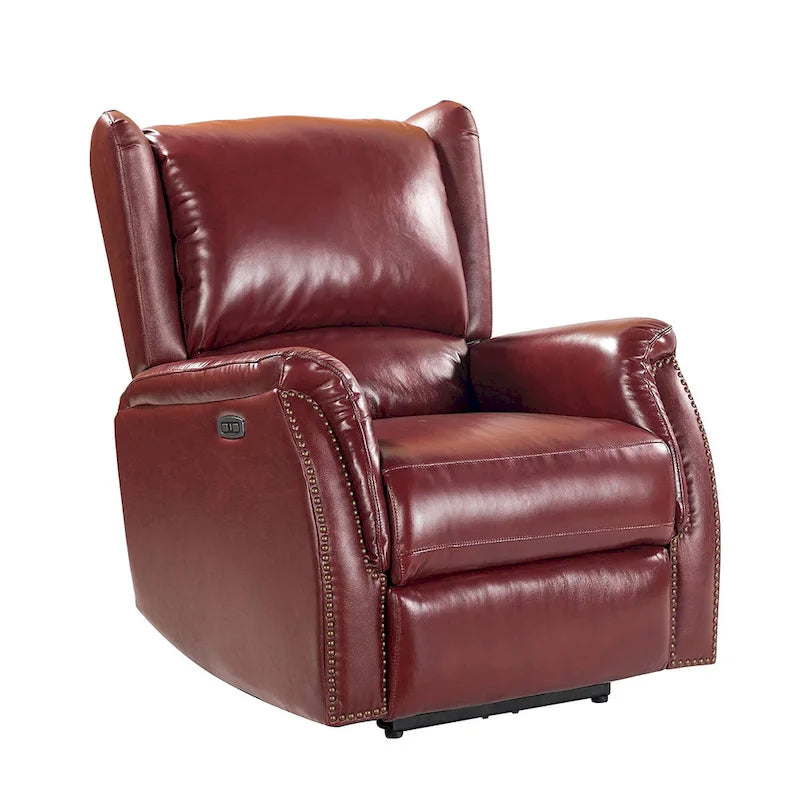 Fauteuil inclinable électrique Eduardo en cuir véritable avec port USB (ensemble de 2)