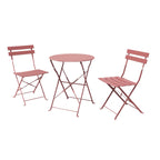 Ensemble bistrot pliant en métal 3 pièces, salon de conversation intérieur/extérieur résistant aux intempéries pour patio, cour, jardin