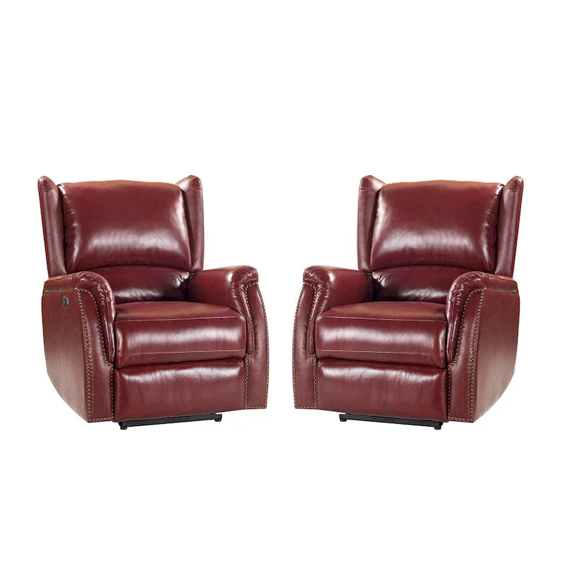 Fauteuil inclinable électrique Eduardo en cuir véritable avec port USB (ensemble de 2)