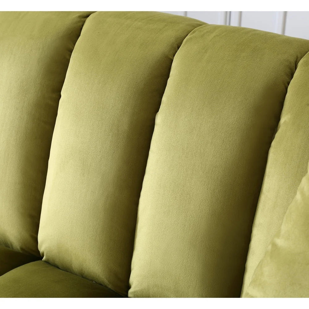 Canapé convertible de salon en tissu matelassé avec dossier cannelé