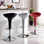 Tabouret de bar pivotant en plastique chromé, réglable en hauteur