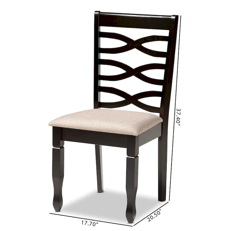 Lot de 2 chaises de salle à manger en bois Lanier (design moderne et contemporain)