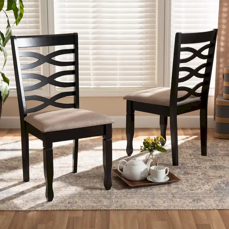 Lot de 2 chaises de salle à manger en bois Lanier (design moderne et contemporain)
