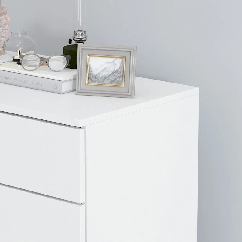 Commode à 5 tiroirs avec table de chevet et meuble de rangement 60 cm L Blanc/Noir