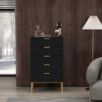 Commode à 5 tiroirs avec table de chevet et meuble de rangement 60 cm L Blanc/Noir