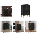 Commode à 5 tiroirs avec table de chevet et meuble de rangement 60 cm L Blanc/Noir