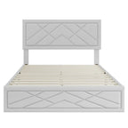 Lit plateforme Queen avec tête de lit et cadre de rangement
