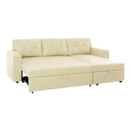 Canapé d'angle réversible convertible avec lit gigogne, méridienne avec rangement dissimulé et pieds durables