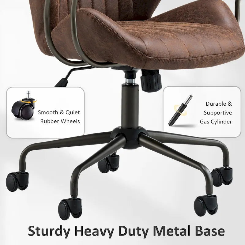 Chaise de Bureau Ergonomique en Tissu Suédé OVIOS avec Support Lombaire