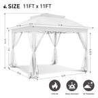 Cozywor Tonnelle escamotable en acier de 3,35 m x 3,35 m avec moustiquaire