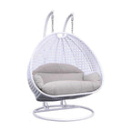 LeisureMod Fauteuil suspendu œuf 2 places avec support - Balançoire hamac de patio en rotin osier intérieur/extérieur avec coussins