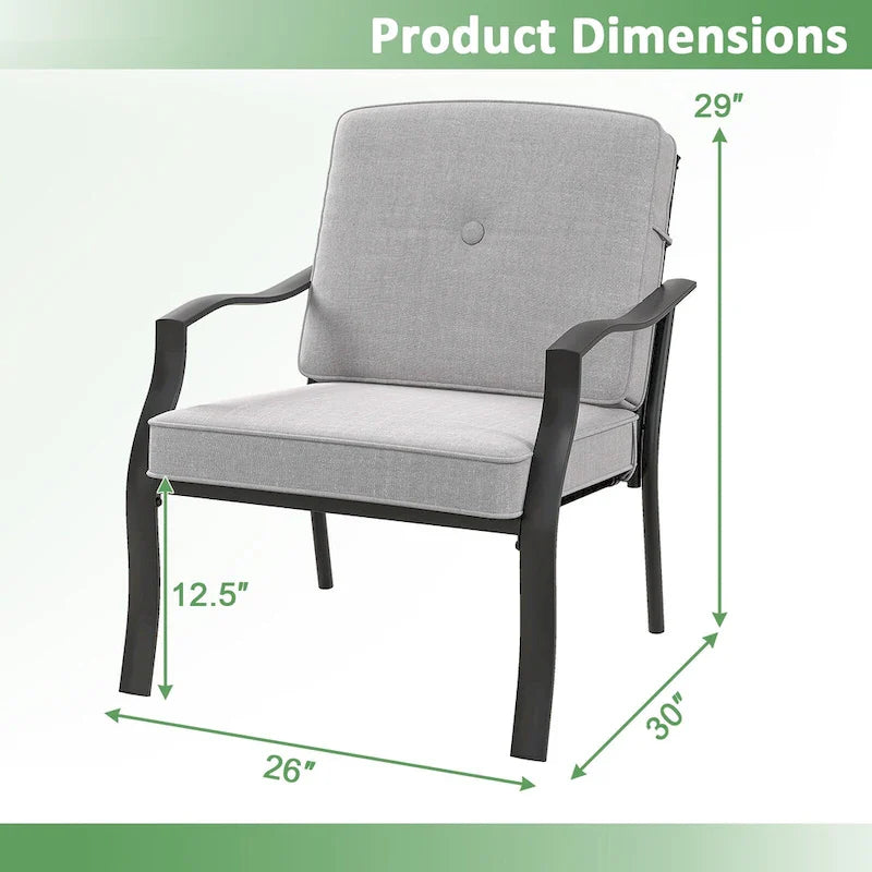 Gymax 2 chaises en métal pour salle à manger d'extérieur, robustes avec coussins