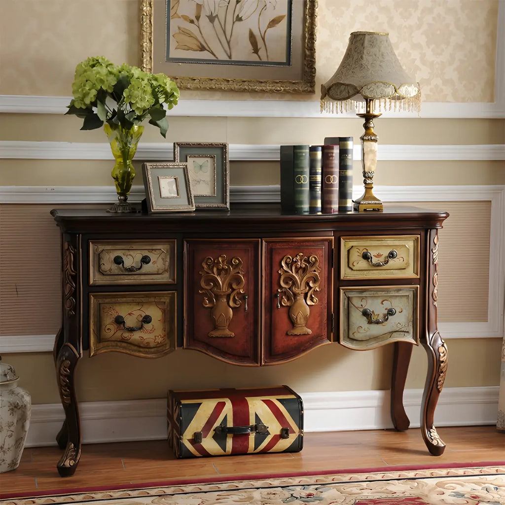 Console de rangement en bois "café français" avec tiroirs