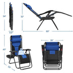 Yaheetech Lot de 2 chaises longues de jardin/camping zéro gravité rembourrées 66 cm avec accoudoirs et oreiller