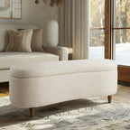 Banc de rangement rabattable en tissu bouclé taupe INK+IVY Bailey