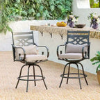 Ensemble de 4 chaises de bar de patio pivotantes en métal avec coussins pour l'extérieur