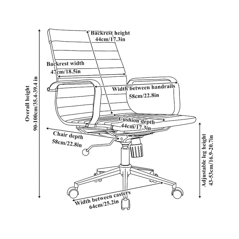 LUXMOD Chaise de Bureau à Domicile Côtelée Fauteuil de Bureau
