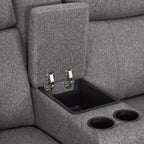 Canapé inclinable électrique biplace MCombo 60.2 avec massage et double chauffage, appuie-tête réglable, ports USB et USB-C, en tissu