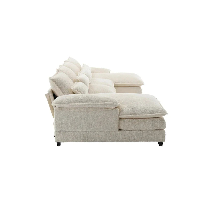 Canapé sectionnel Cloud pour salon, canapé moderne en chenille/bouclette en forme de U, canapé-lit modulaire confortable avec double méridienne