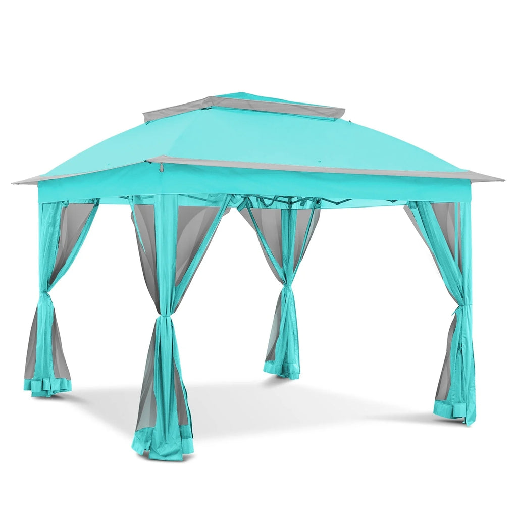 Cozywor Tonnelle escamotable en acier de 3,35 m x 3,35 m avec moustiquaire